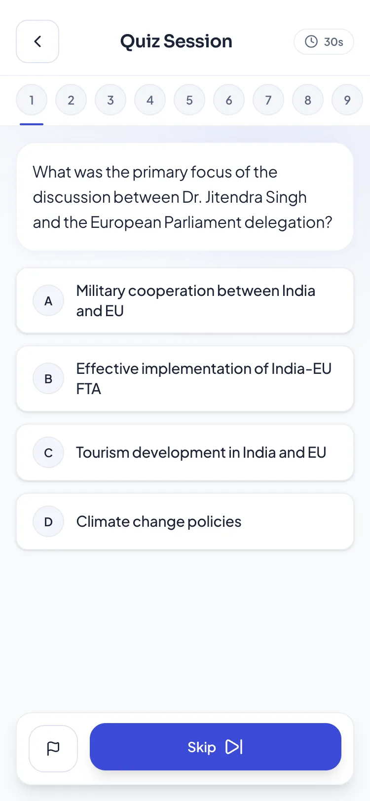 Improvam News Quiz question with four answer choices